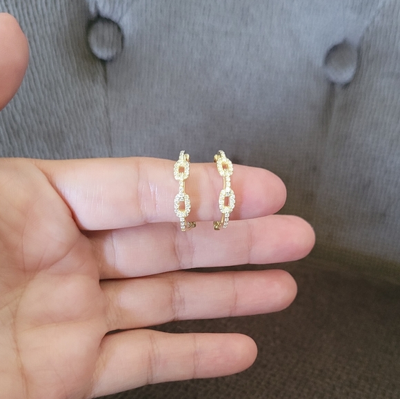 ✨️HP✨️Stella Rose🌹Gold💛 Chain🔗 Link Hoop Earrings - Picture 2 of 14